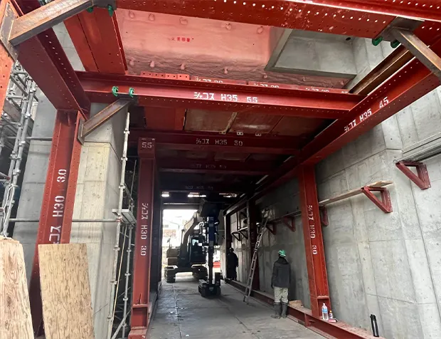仮設工事実施風景